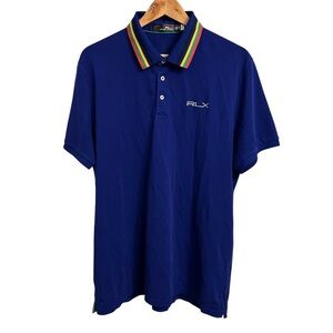 RLX Ralph Lauren Short Sleeve Performance Polo Shirt Men's Size XL Blue